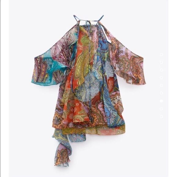 ZARA RUFFLED PATCHWORK TOP - Picture 7 of 9